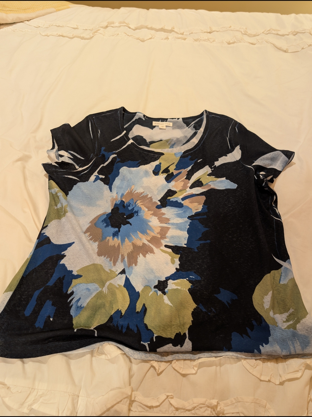 Coldwater Creek Floral Short Sleeve Top XL